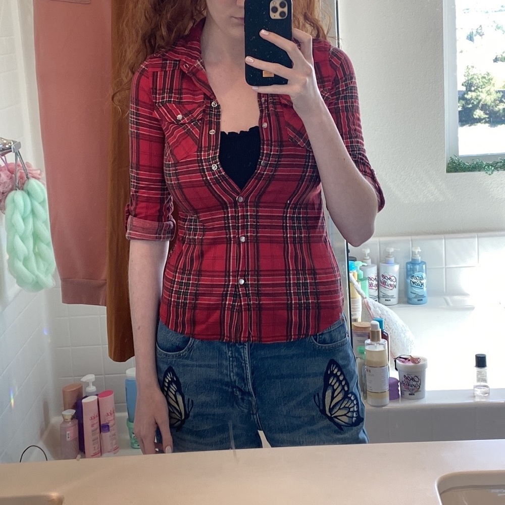 PASSPORT Red Plaid Button Up - XS